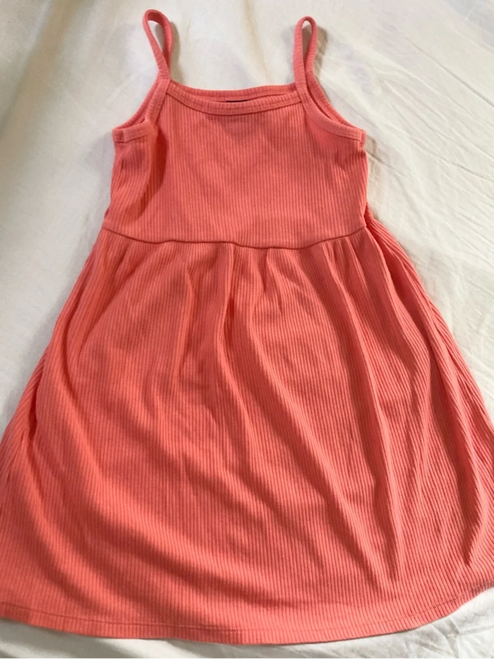 Old Navy Coral 5T Pink Ribbed Tank Dress Girls Sz 5T Everyday Wear Dress